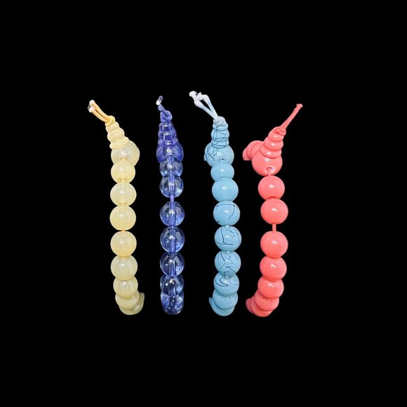 Unbranded Jewelry - Lot Of 4 Beaded Stretch Bracelets - Blue, Aqua, Yellow & Coral (4791)